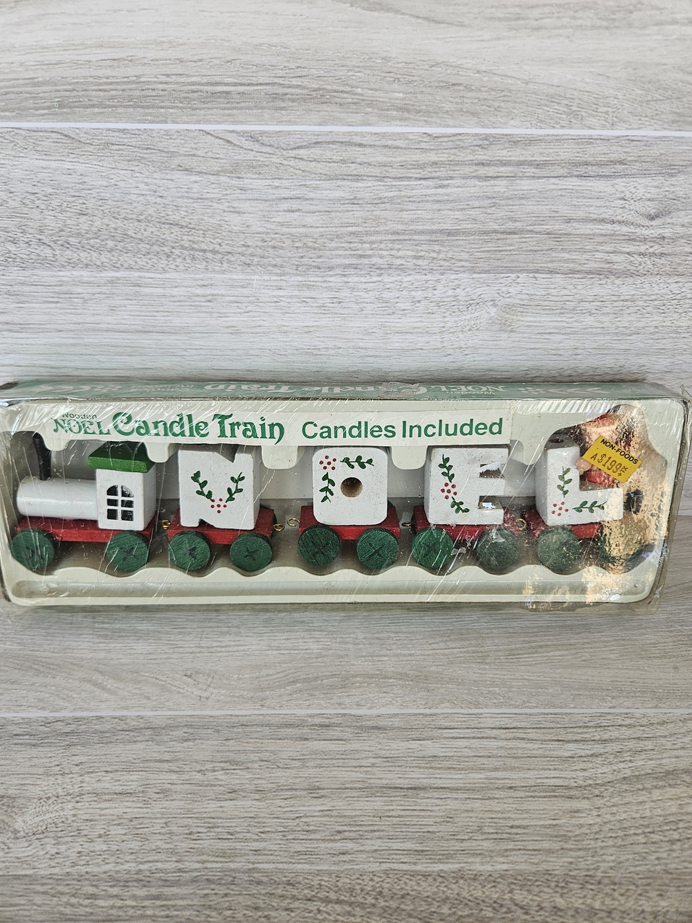 VINTAGE Noel Candle Train Holiday Centerpiece - White, Red & Green